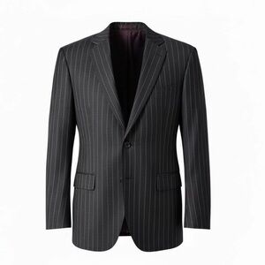 Isaia Napoli 100% Wool Blazer Striped Black Italian Tailored Jacket EU 52 US 42